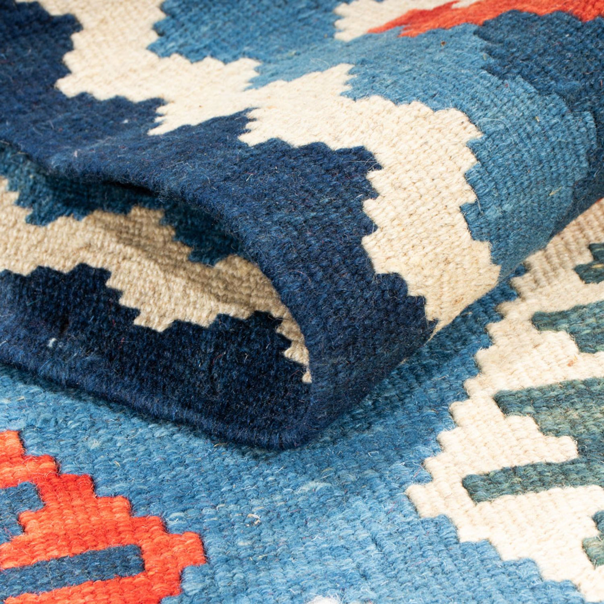 Løber Kelim-tæppe - orientalsk - 204 x 62 cm - blå