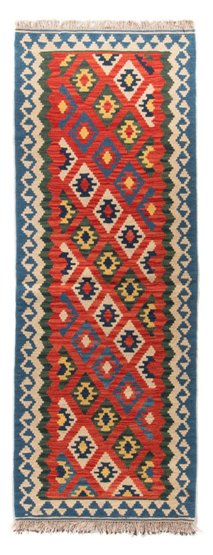 Løber Kelim-tæppe - orientalsk - 206 x 60 cm - mørkerød