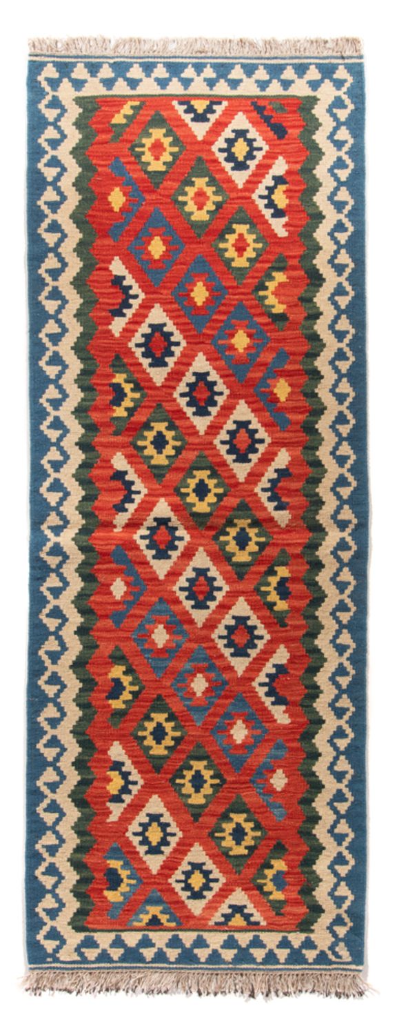 Løber Kelim-tæppe - orientalsk - 206 x 60 cm - mørkerød