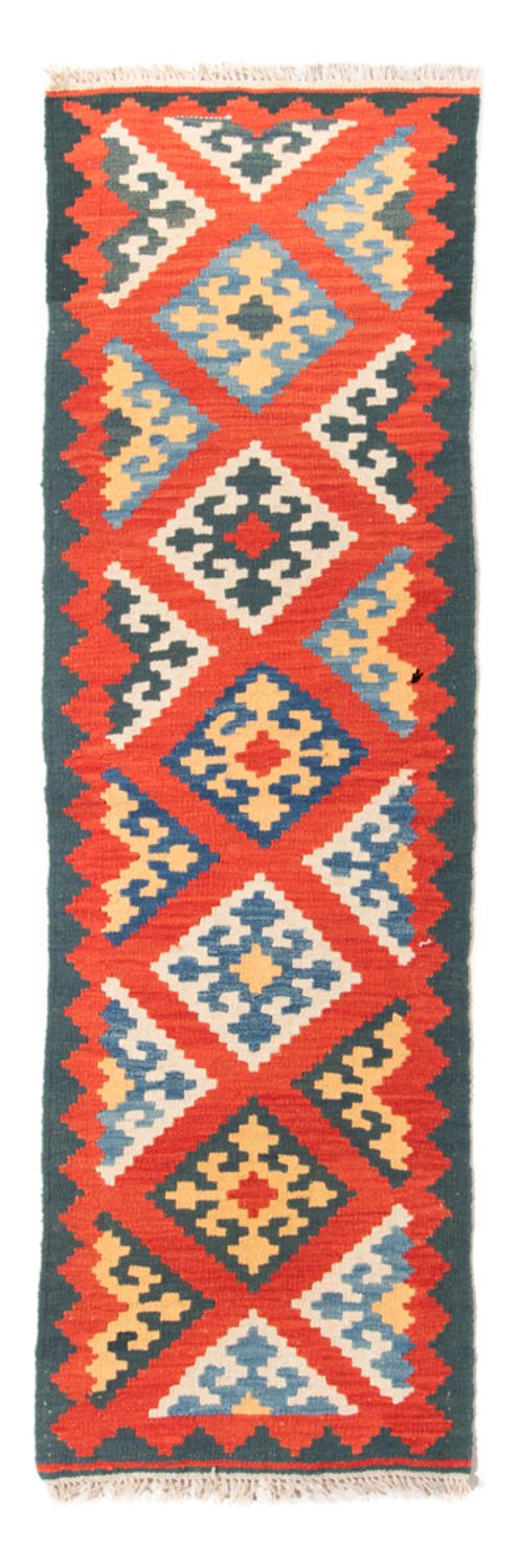 Løber Kelim-tæppe - orientalsk - 207 x 62 cm - mørkerød