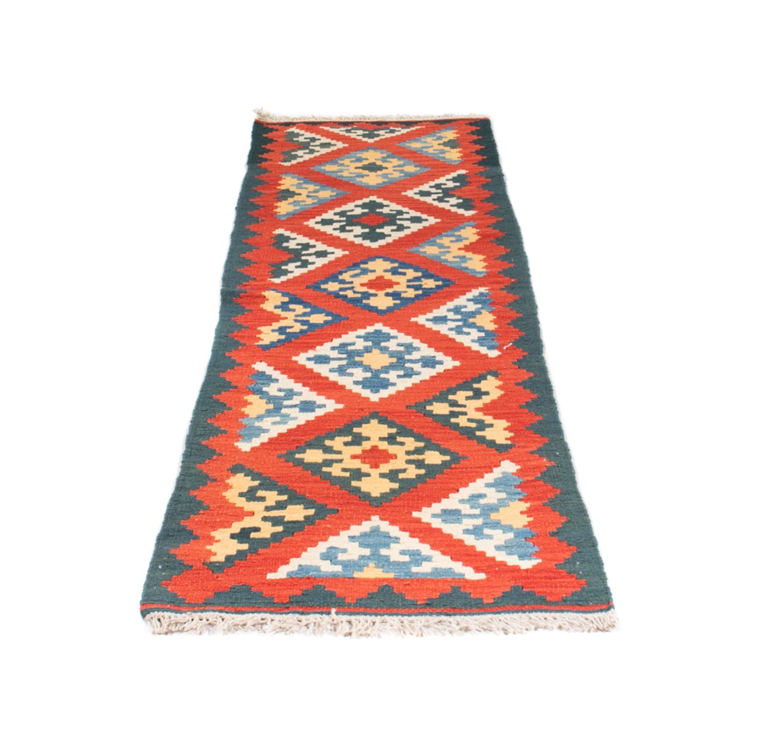 Løber Kelim-tæppe - orientalsk - 207 x 62 cm - mørkerød
