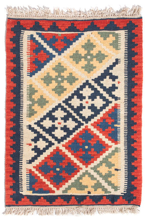 Kelim-tæppe - orientalsk - 93 x 63 cm - flerfarvet