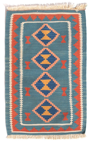 Kelim-tæppe - orientalsk - 96 x 63 cm - flerfarvet