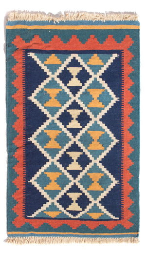 Kelim-tæppe - orientalsk - 87 x 57 cm - flerfarvet