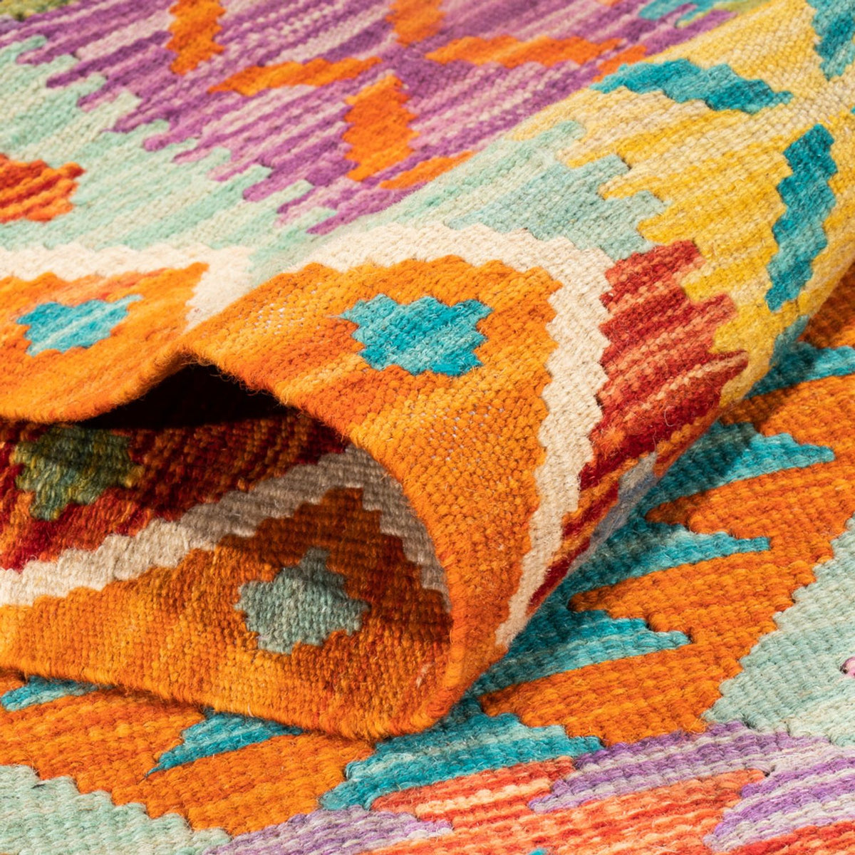 Løber Kelim Carpet - Splash - 210 x 83 cm - flerfarvet