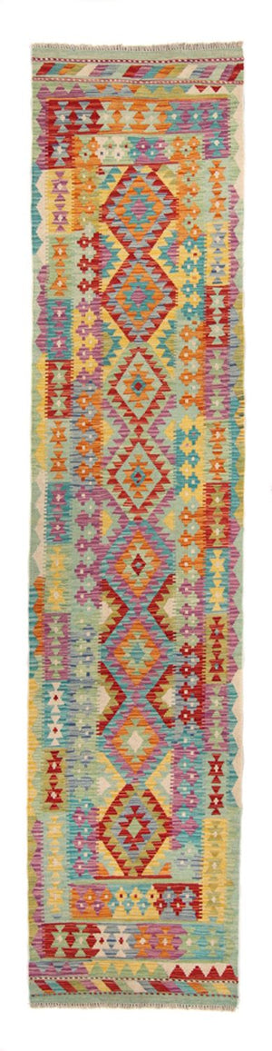 Løber Kelim Carpet - Splash - 309 x 84 cm - flerfarvet