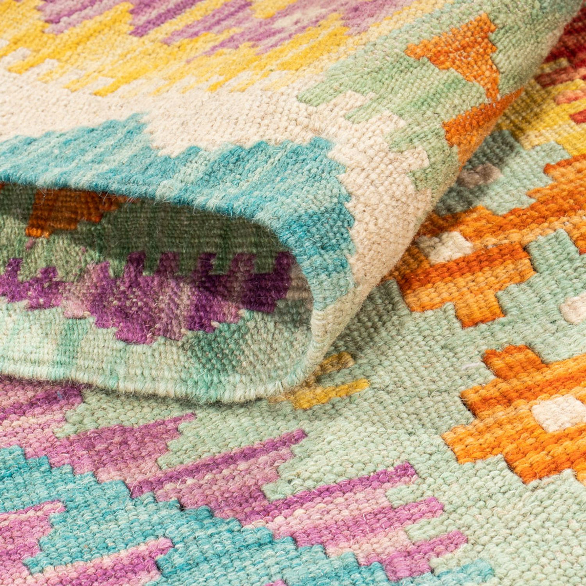 Løber Kelim Carpet - Splash - 309 x 84 cm - flerfarvet