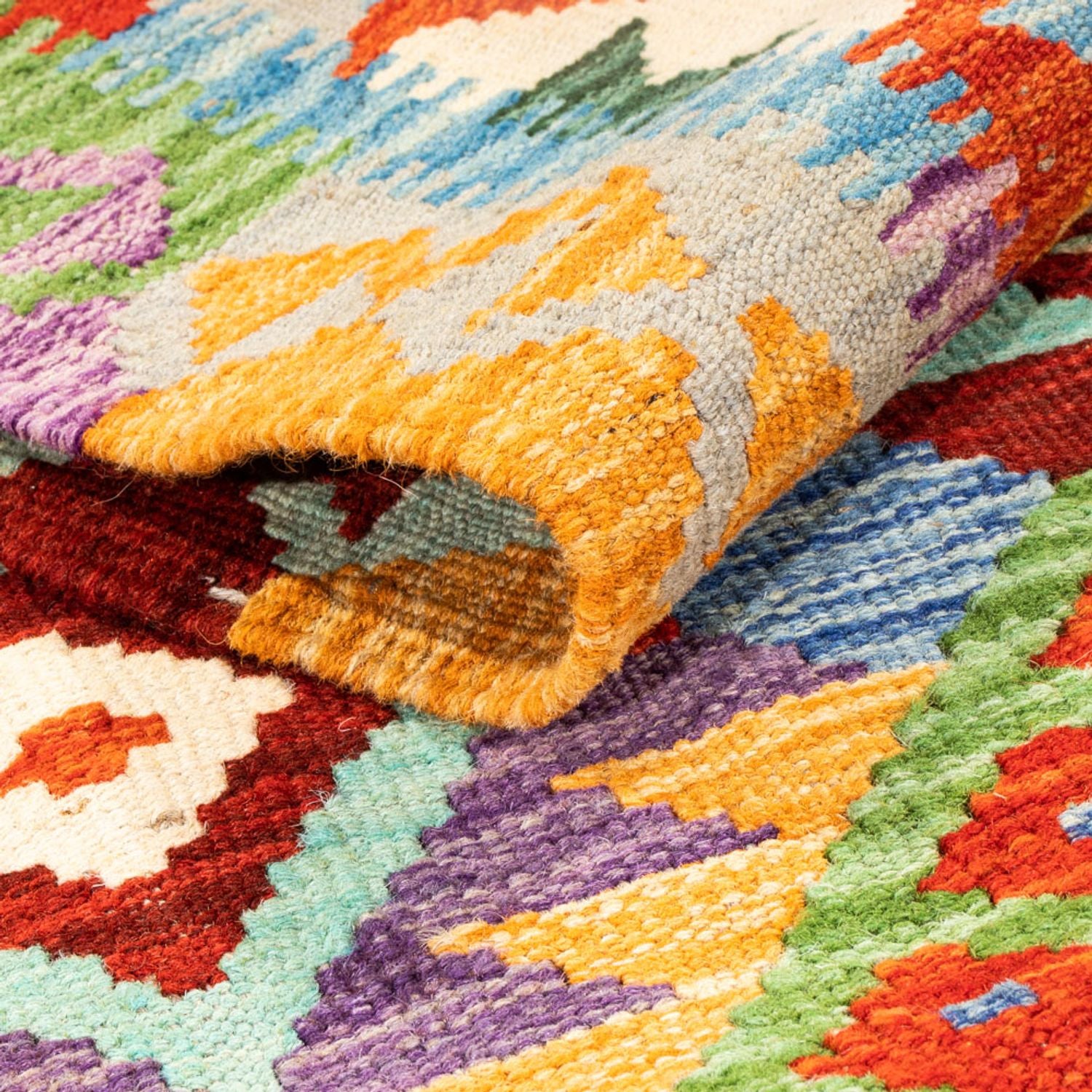 Løber Kelim Carpet - Splash - 195 x 75 cm - flerfarvet
