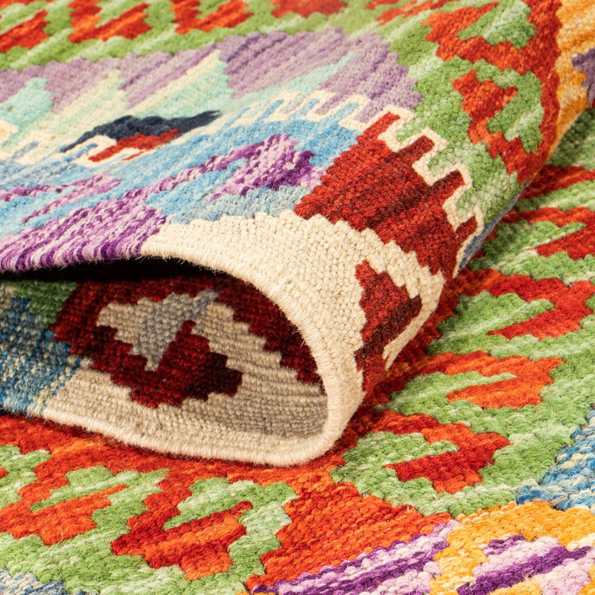 Løber Kelim Carpet - Splash - 204 x 79 cm - flerfarvet