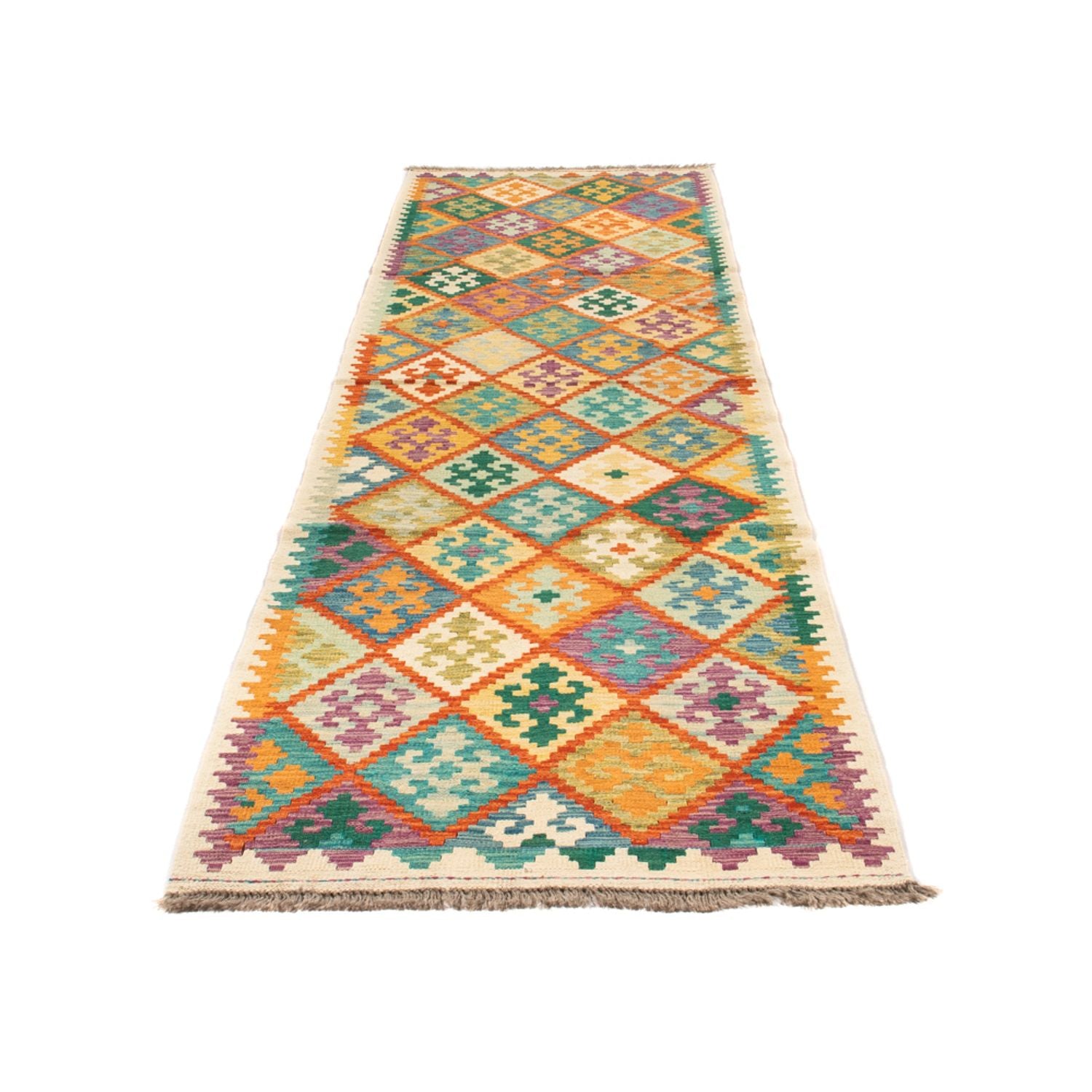 Løber Kelim Carpet - Splash - 297 x 86 cm - flerfarvet
