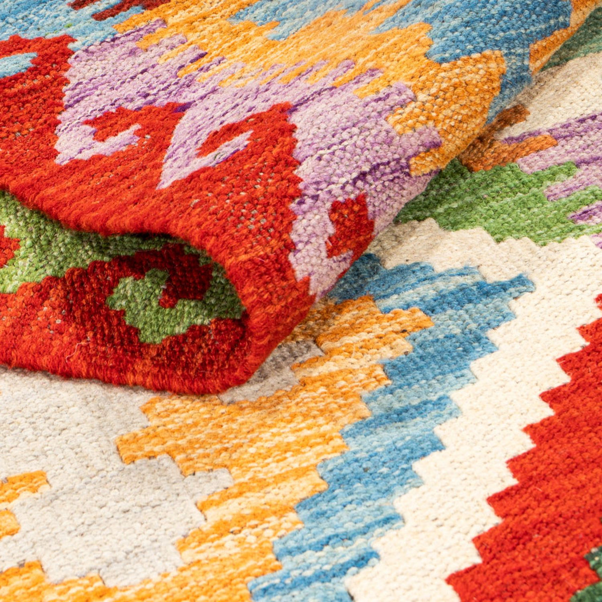 Løber Kelim Carpet - Splash - 292 x 80 cm - flerfarvet