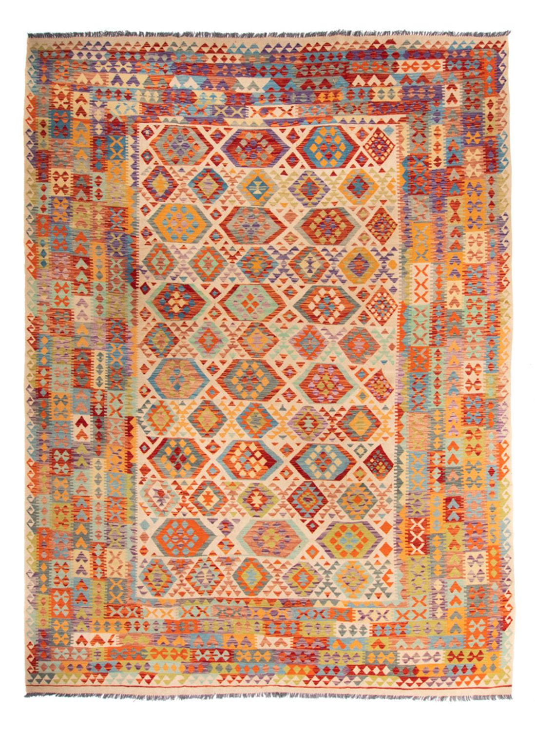Kelim Carpet - Splash - 401 x 303 cm - flerfarvet