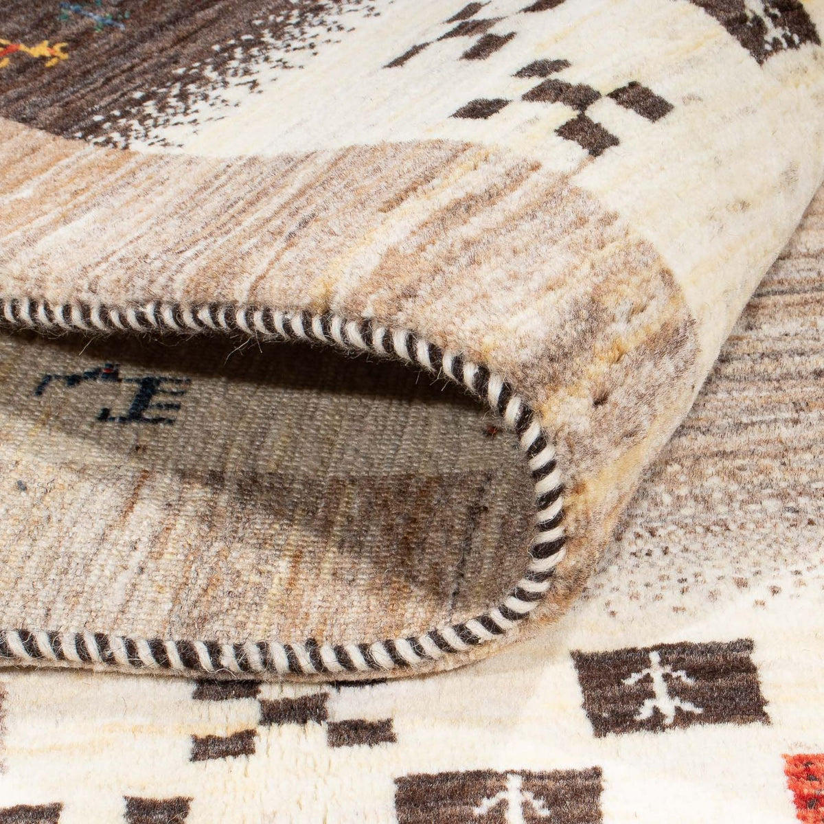 Gabbeh Tæppe - Loribaft Persisk - 186 x 117 cm - natur