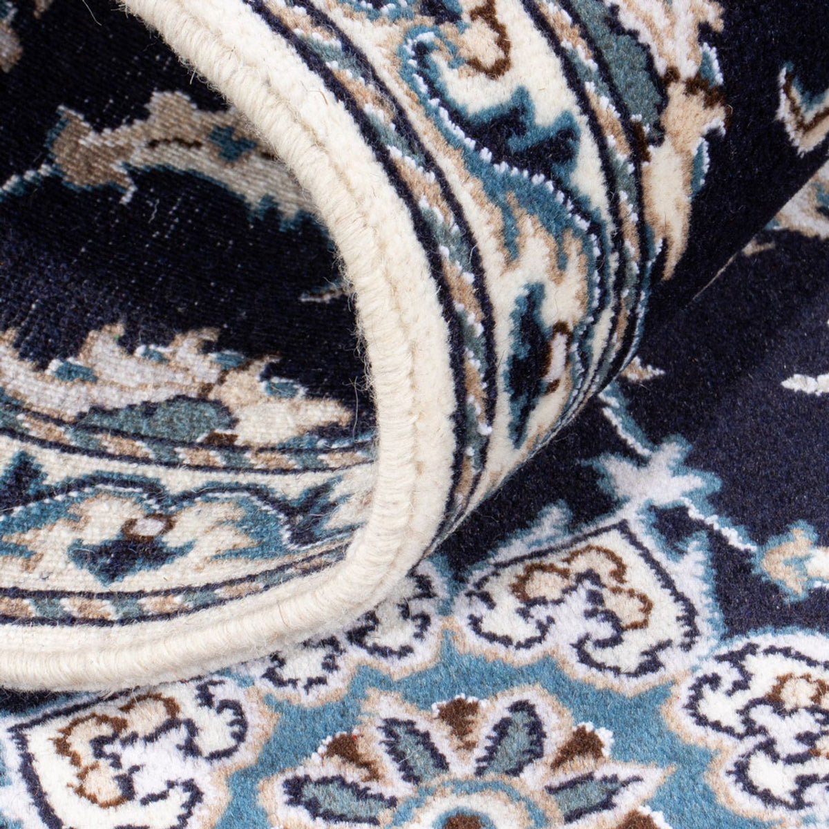 Løber Persisk tæppe - Nain - 202 x 78 cm - mørkeblå