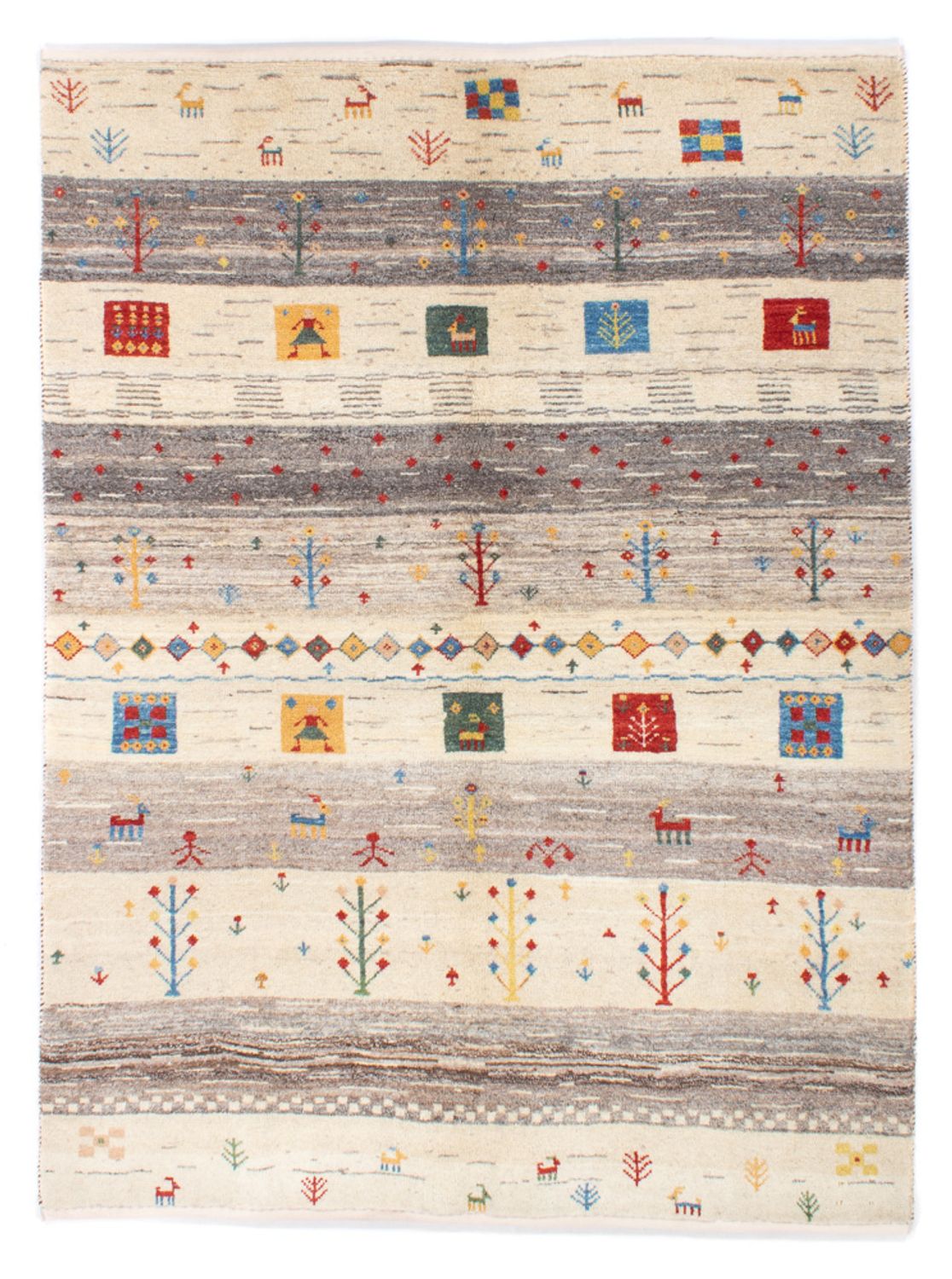 Gabbeh-tæppe - Persisk - 187 x 148 cm - natur