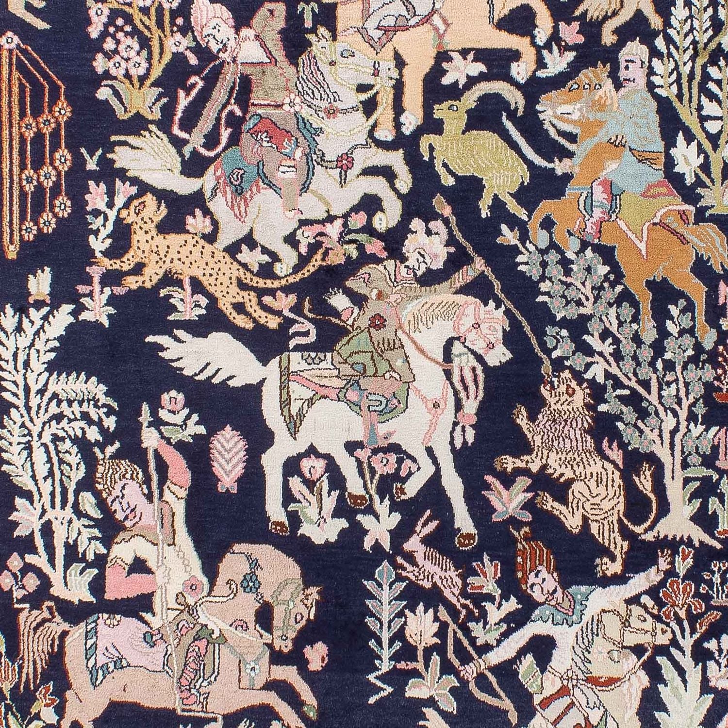 Silketæppe - Kashmir Silk - 215 x 133 cm - mørkeblå