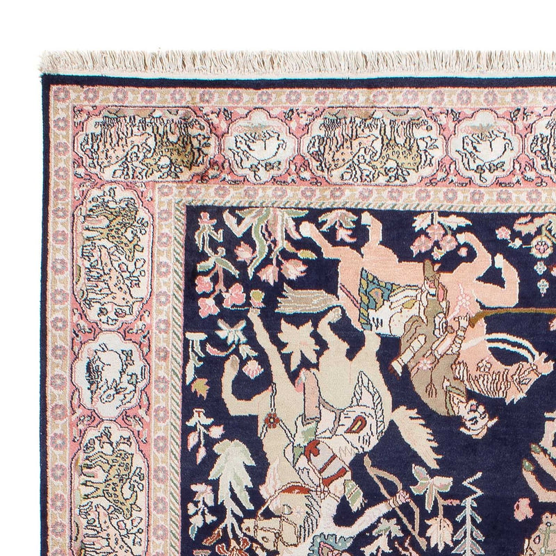 Silketæppe - Kashmir Silk - 215 x 133 cm - mørkeblå