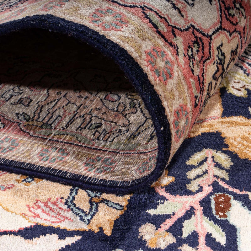 Silketæppe - Kashmir Silk - 215 x 133 cm - mørkeblå