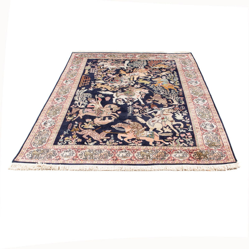 Silketæppe - Kashmir Silk - 215 x 133 cm - mørkeblå