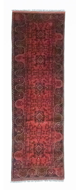 Løber Afghansk tæppe - Kunduz - 295 x 75 cm - rød
