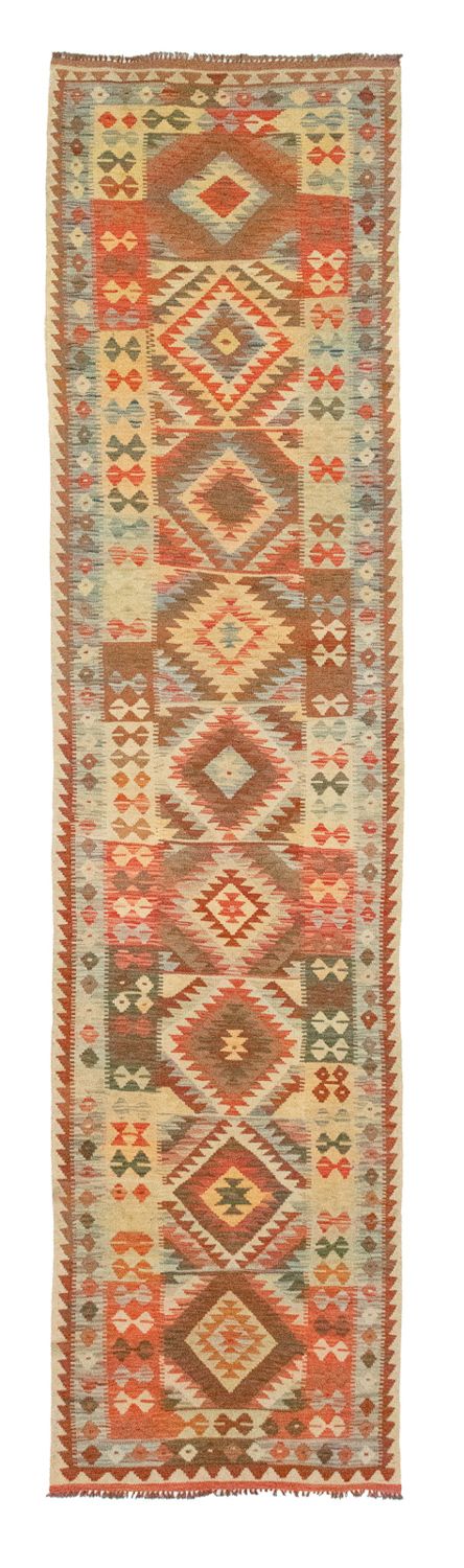 Løber Kelim-tæppe - orientalsk - 395 x 84 cm - brun