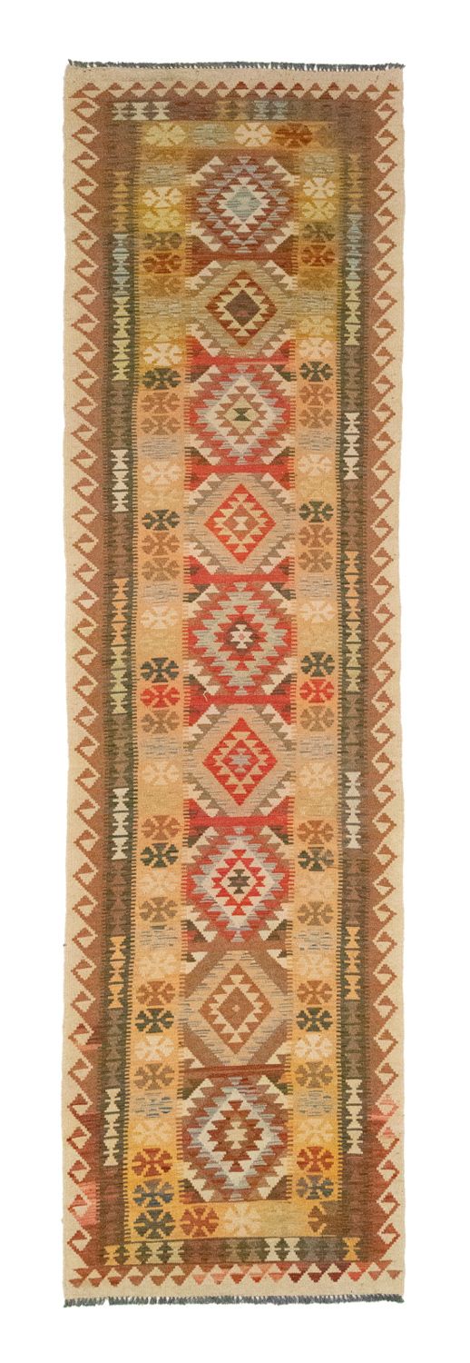 Løber Kelim-tæppe - orientalsk - 390 x 85 cm - brun