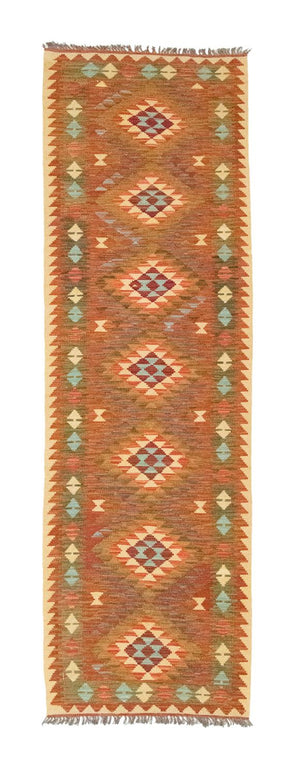 Løber Kelim-tæppe - orientalsk - 300 x 80 cm - brun