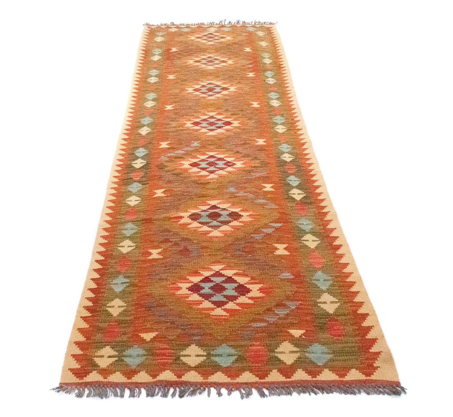 Løber Kelim-tæppe - orientalsk - 300 x 80 cm - brun