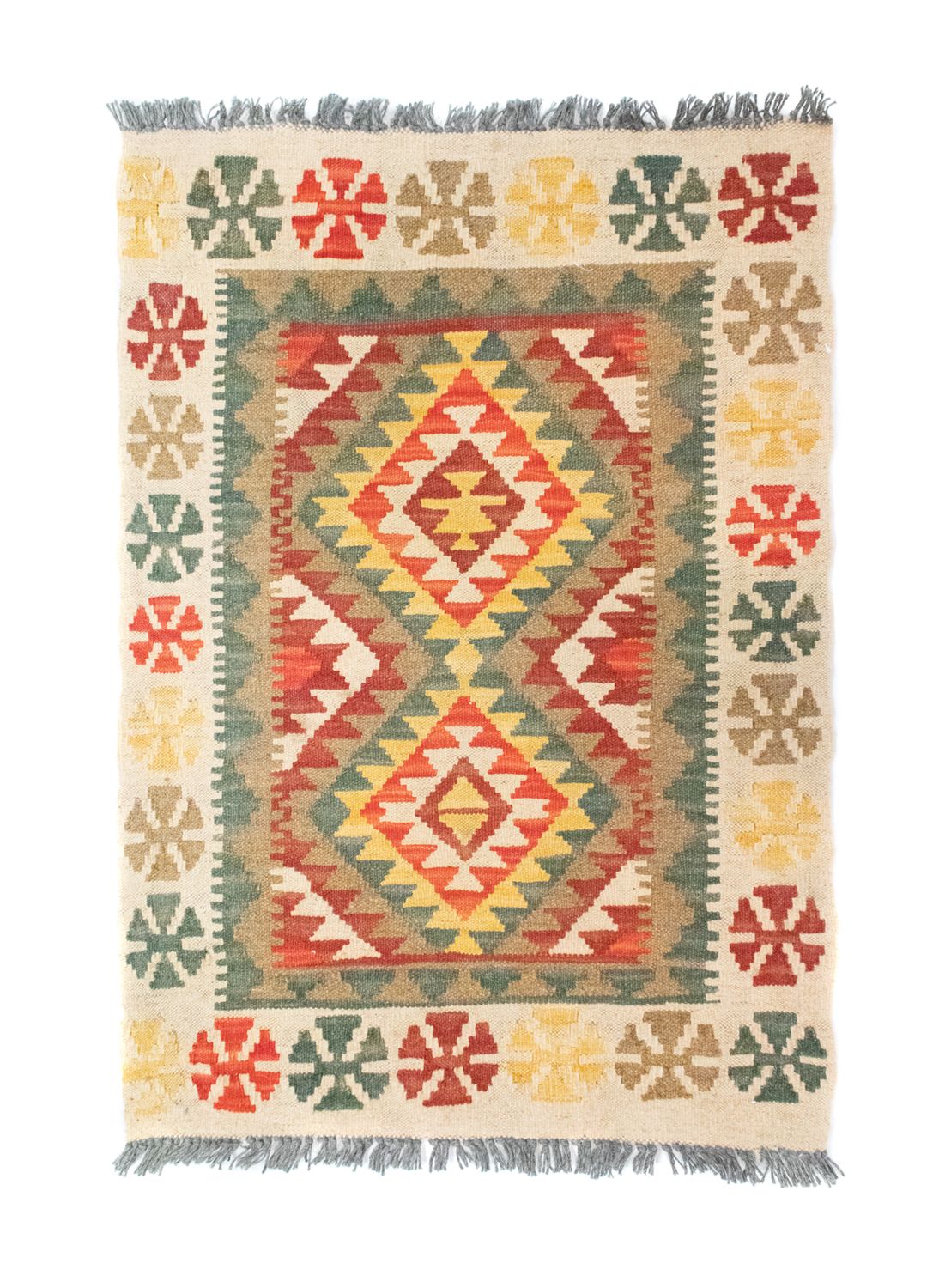 Kelim-tæppe - orientalsk - 90 x 60 cm - grøn
