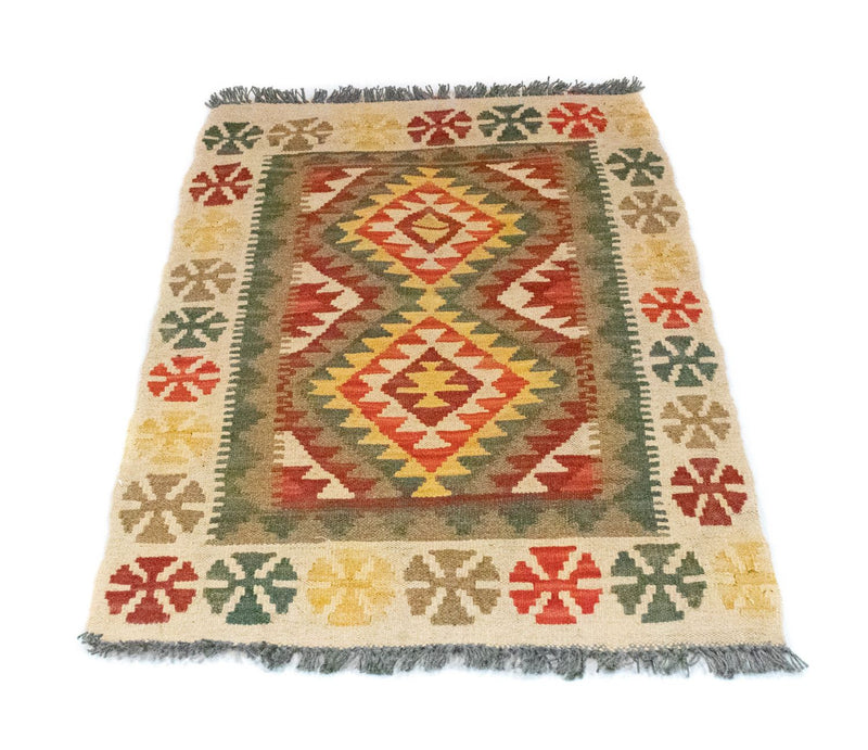 Kelim-tæppe - orientalsk - 90 x 60 cm - grøn