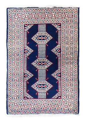 Turkaman-tæppe - 88 x 62 cm - blå