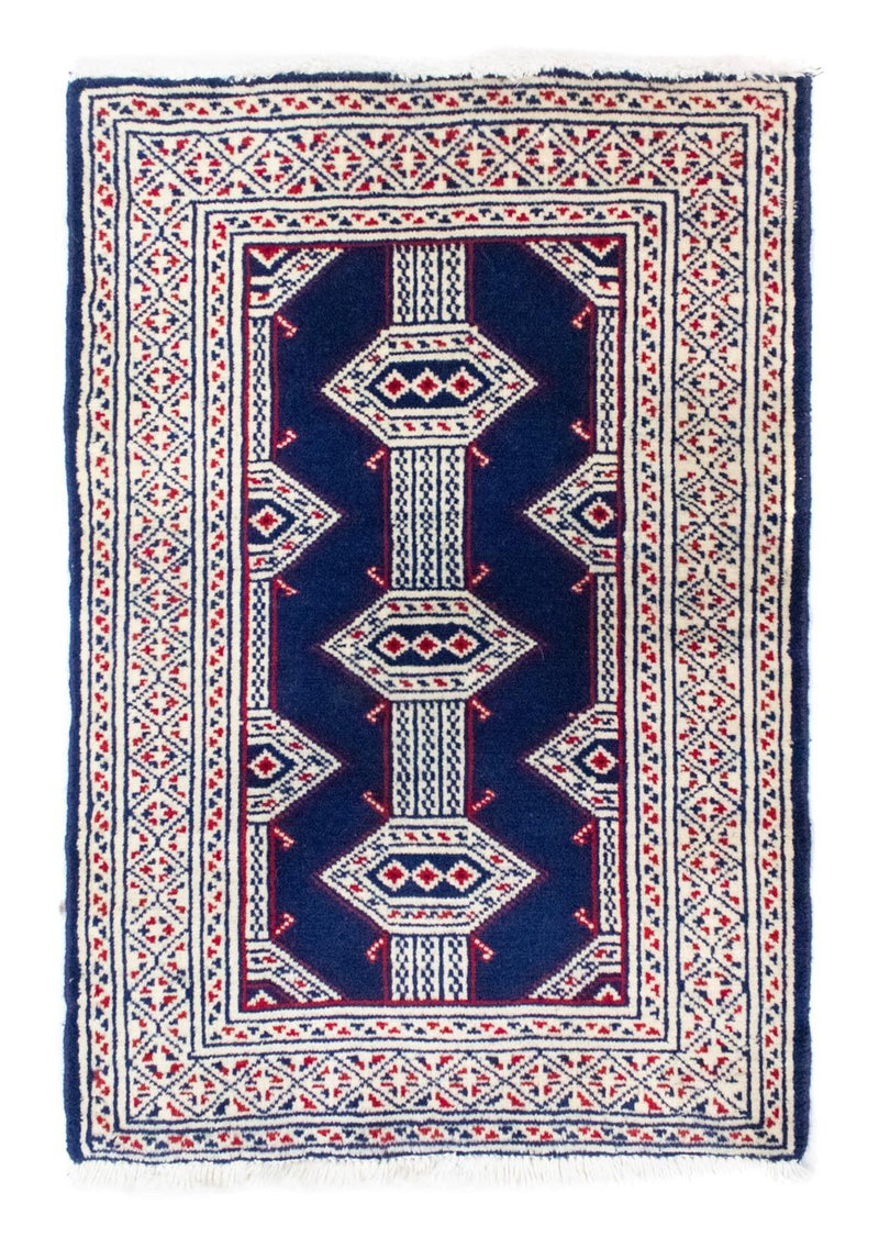 Turkaman-tæppe - 88 x 62 cm - blå