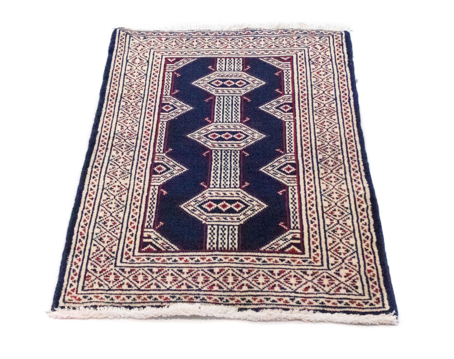 Turkaman-tæppe - 88 x 62 cm - blå