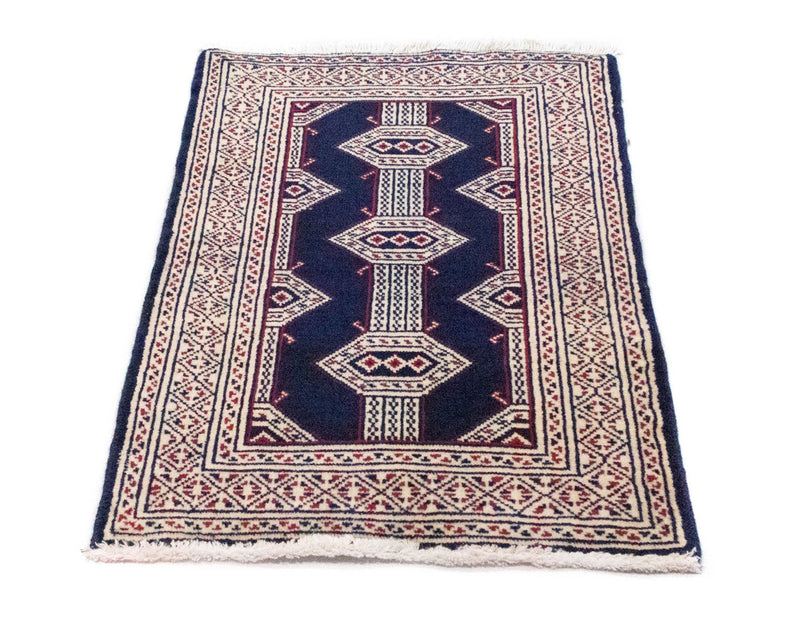 Turkaman-tæppe - 88 x 62 cm - blå