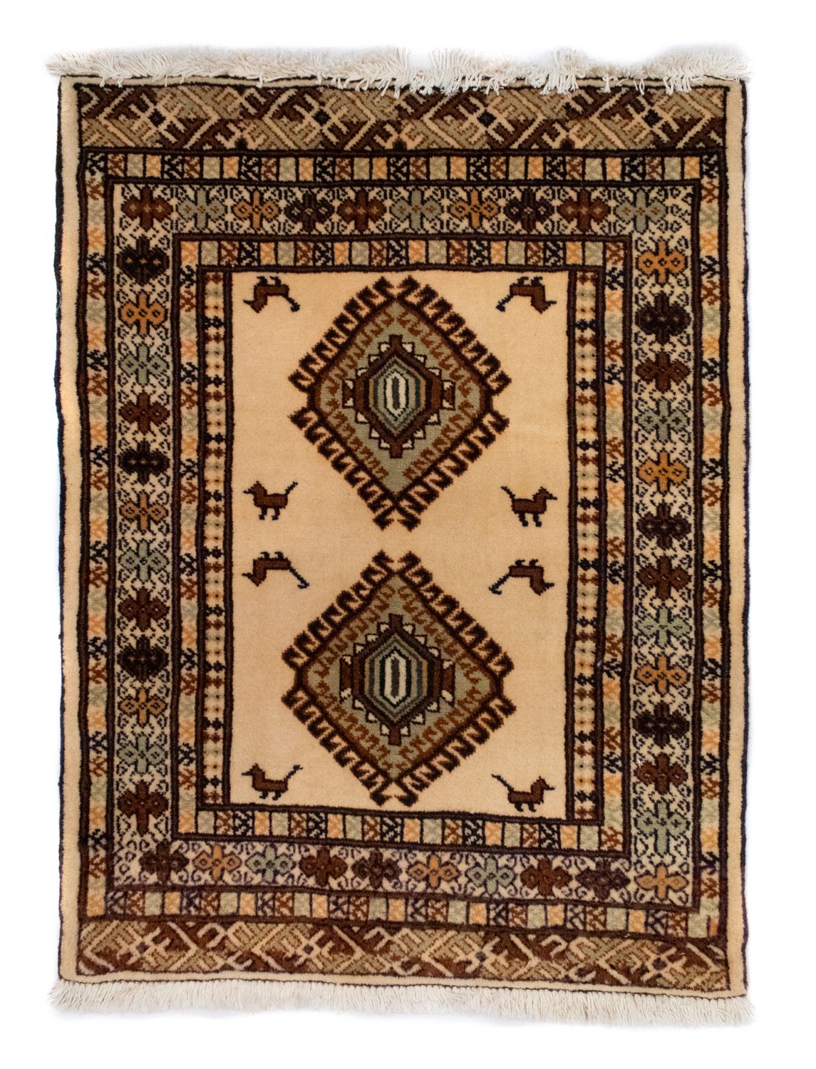 Turkaman-tæppe - 87 x 64 cm - blå