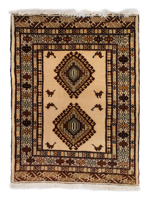 Turkaman-tæppe - 87 x 64 cm - blå