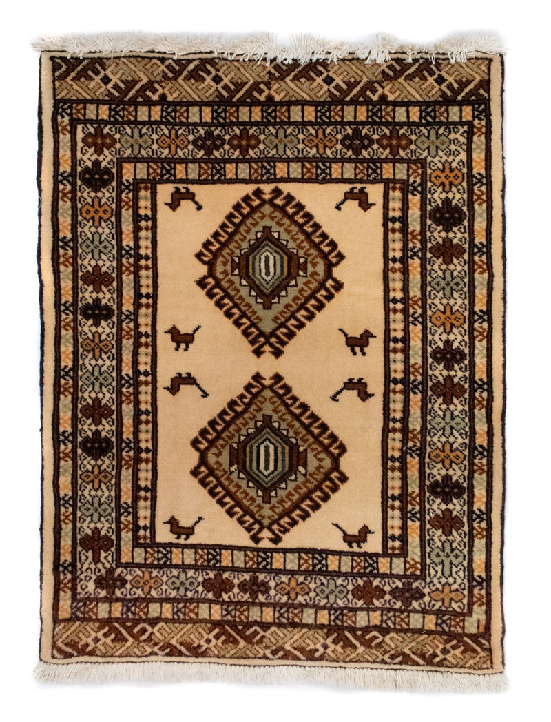 Turkaman-tæppe - 87 x 64 cm - blå