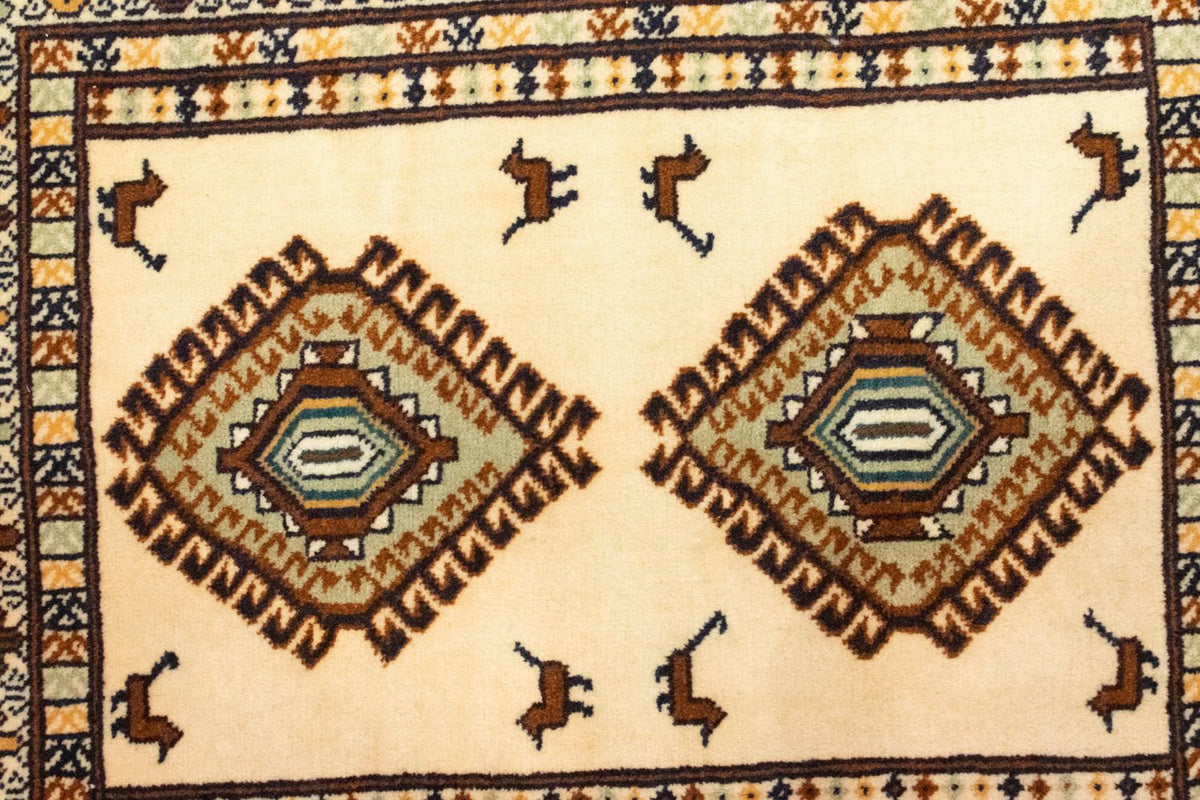 Turkaman-tæppe - 87 x 64 cm - blå