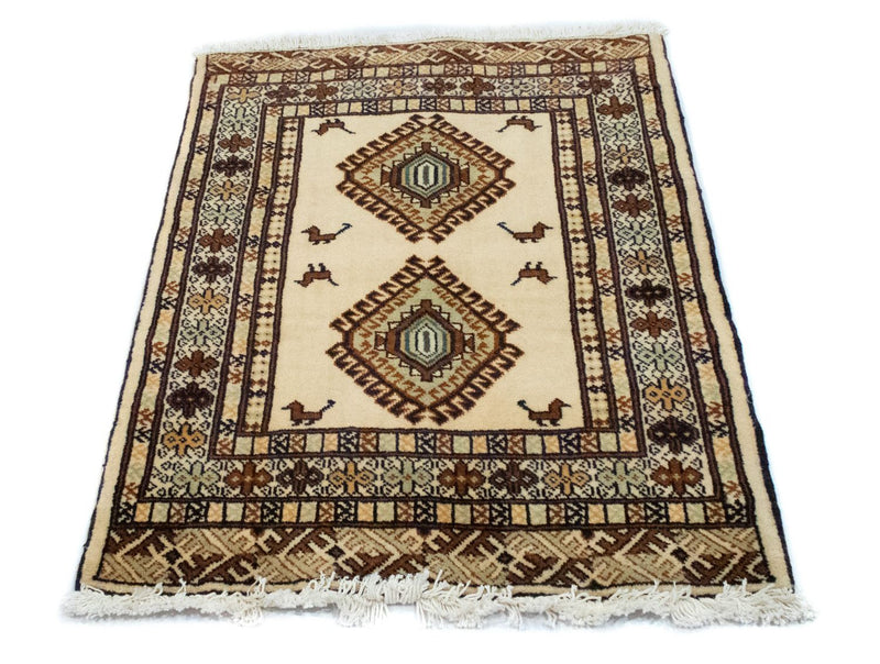 Turkaman-tæppe - 87 x 64 cm - blå