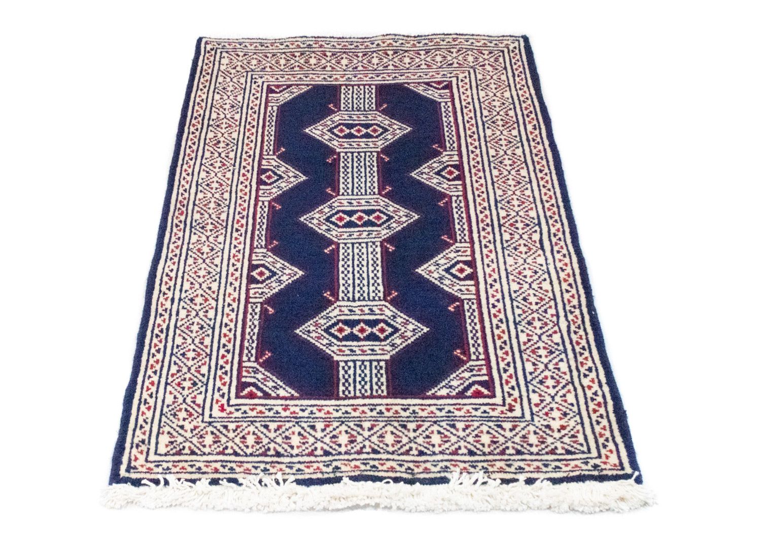 Turkaman-tæppe - 90 x 62 cm - blå