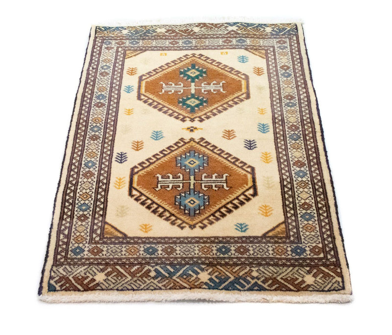 Turkaman-tæppe - 88 x 63 cm - beige
