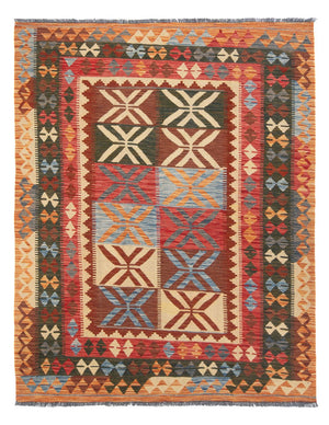 Kelim Carpet - Splash - 204 x 158 cm - flerfarvet