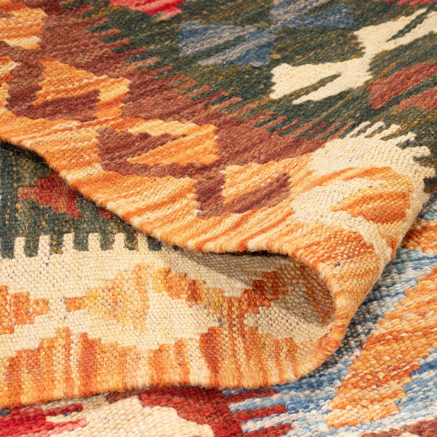 Kelim Carpet - Splash - 204 x 158 cm - flerfarvet