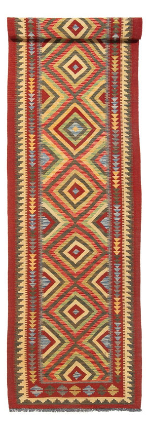 Løber Kelim Carpet - Splash - 402 x 91 cm - flerfarvet