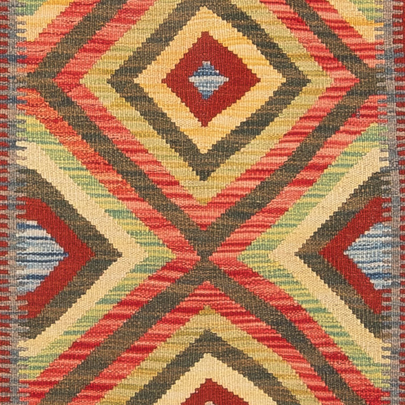 Løber Kelim Carpet - Splash - 402 x 91 cm - flerfarvet