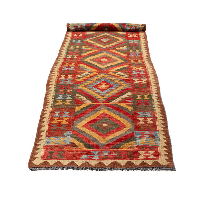 Løber Kelim Carpet - Splash - 304 x 76 cm - flerfarvet