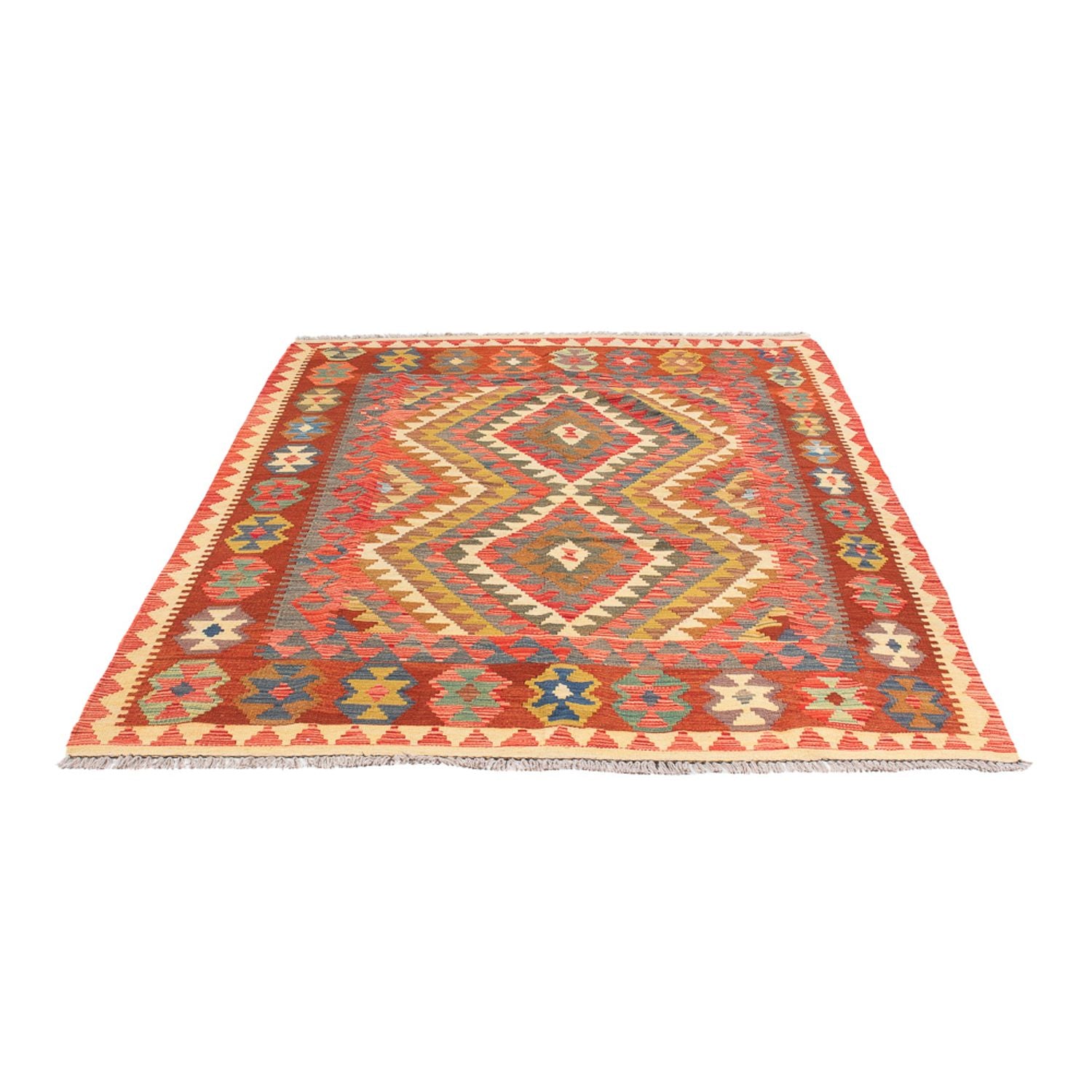 Kelim Carpet - Splash - 198 x 148 cm - flerfarvet