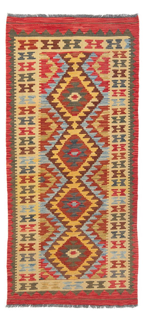 Løber Kelim Carpet - Splash - 201 x 94 cm - flerfarvet