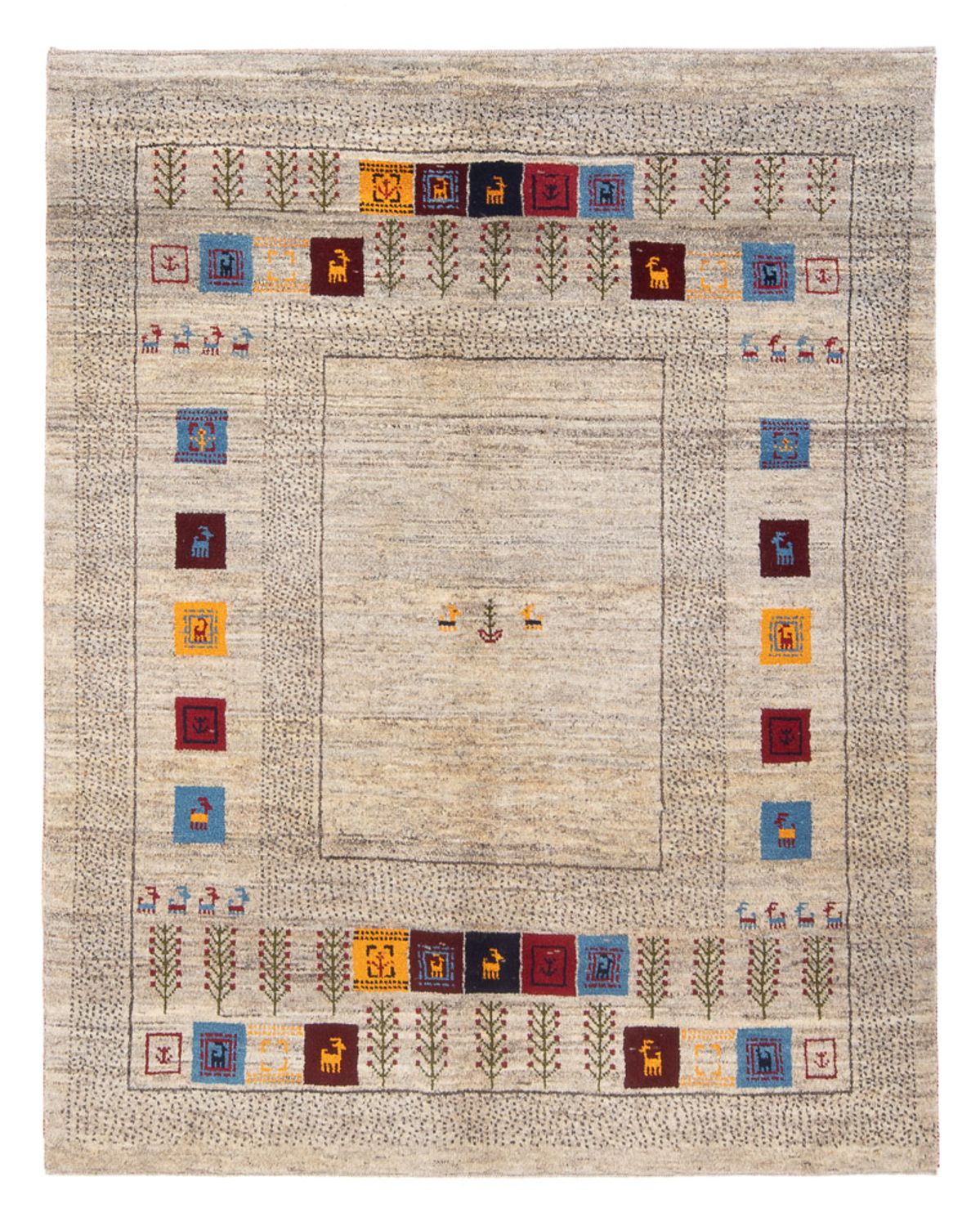 Gabbeh-tæppe - Persisk - 196 x 155 cm - flerfarvet