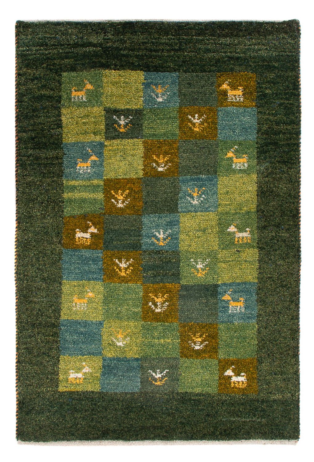 Gabbeh-tæppe - Persisk - 87 x 61 cm - grøn